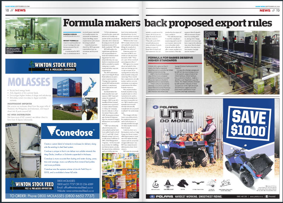 Formula makers back proposed export rules